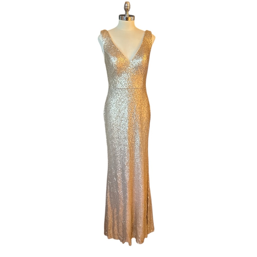 Revelry Gold Sequin Maxi Dress Gown 10